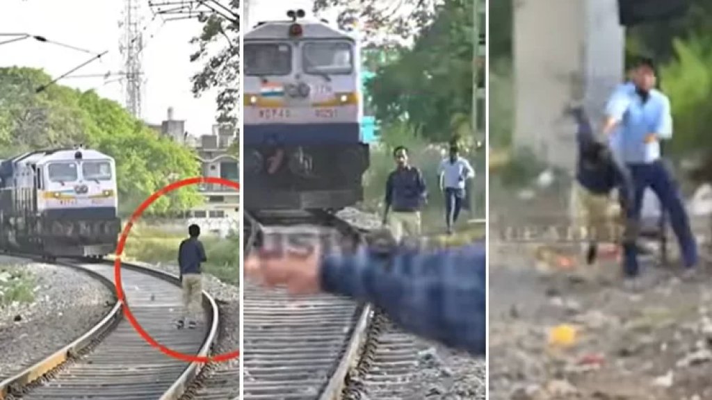 بالفيديو/ سائق قطار يوقفه وينزل ليصفع شابًا كان يمشي على سكة الحديد أثناء مروره في الهند