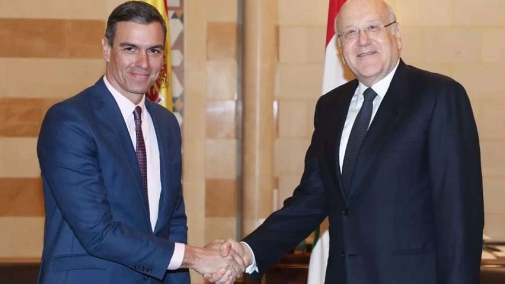 بالصور/ وصول رئيس وزراء اسبانيا بيدرو سانشيز الى السرايا الحكومية وبدء اجتماعه مع ميقاتي