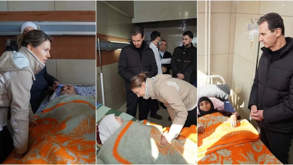 بالصور/ الرئيس السوري وزوجته يزوران جرحى الزلزال المدمر في مستشفى حلب الجامعي