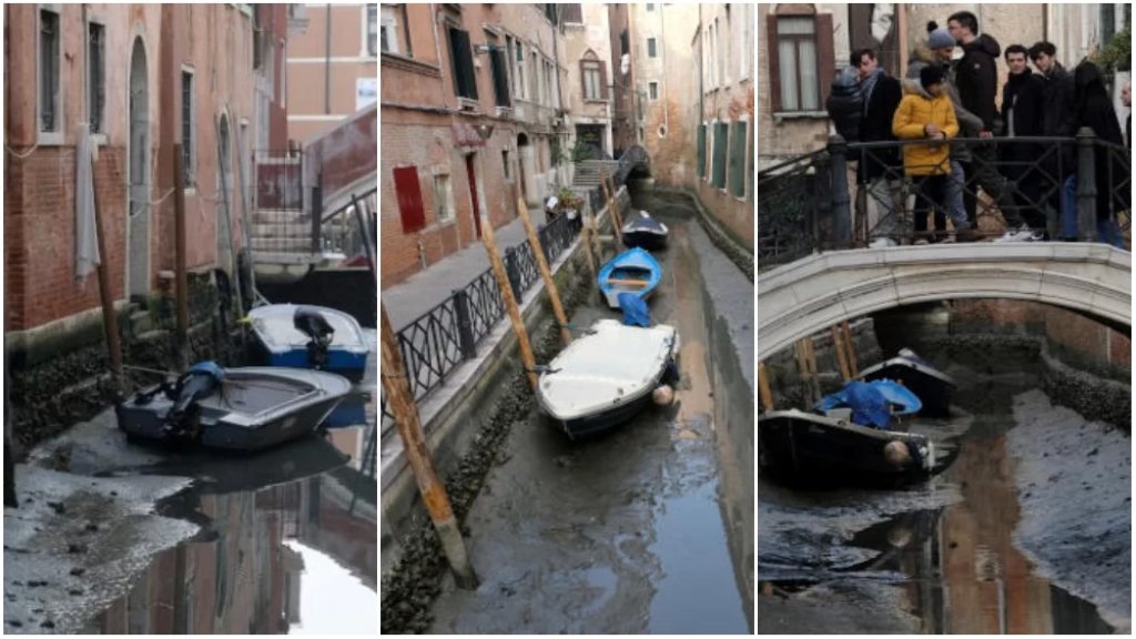 بالصور/ مدينة الحب بلا مياه.. الجفاف يطال قنوات مدينة البندقية المائية الشهيرة