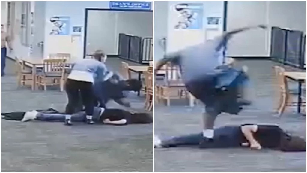 بالفيديو/ طالب يهاجم معلمته بالضرب والركلات حتى فقدت الوعي بحجة مصادرتها لعبة &quot;نينتندو سويتش&quot; الخاصة به أثناء الدرس!