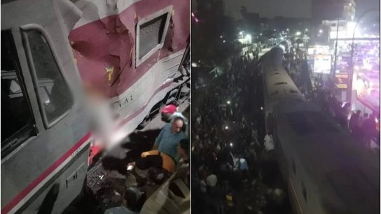 بالفيديو/ خروج قطار عن مساره في مصر.. وسقوط قتيل و16 إصابة 