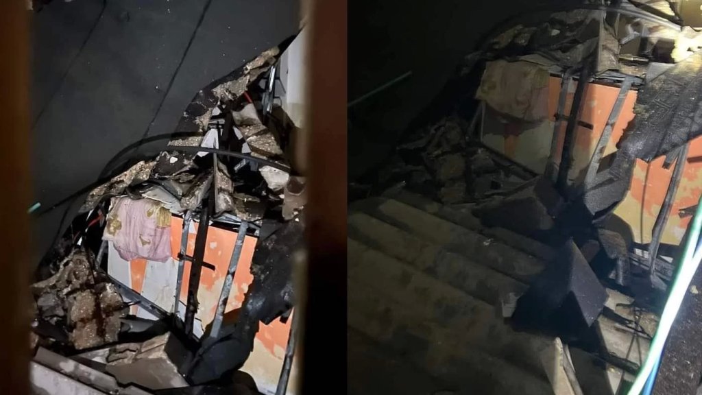 بالصور/ انهيار سقف مبنى في الاوزاعي خلف بنك الجمال وتوجه عدد من سيارات الاسعاف الدفاع المدني الى المنطقة