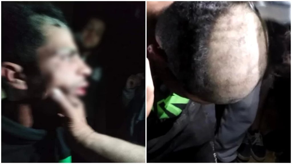 بالصور/ الأهالي في العيرونية - زغرتا يقبضون على سارق بالجرم المشهود ويحلقون شعر رأسه!