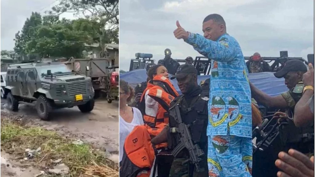 بالفيديو/ كيليان مبابي يزور مسقط رأس والده في الكاميرون وسط حراسة رجال الأمن المدججين بالأسلحة ومدرعات