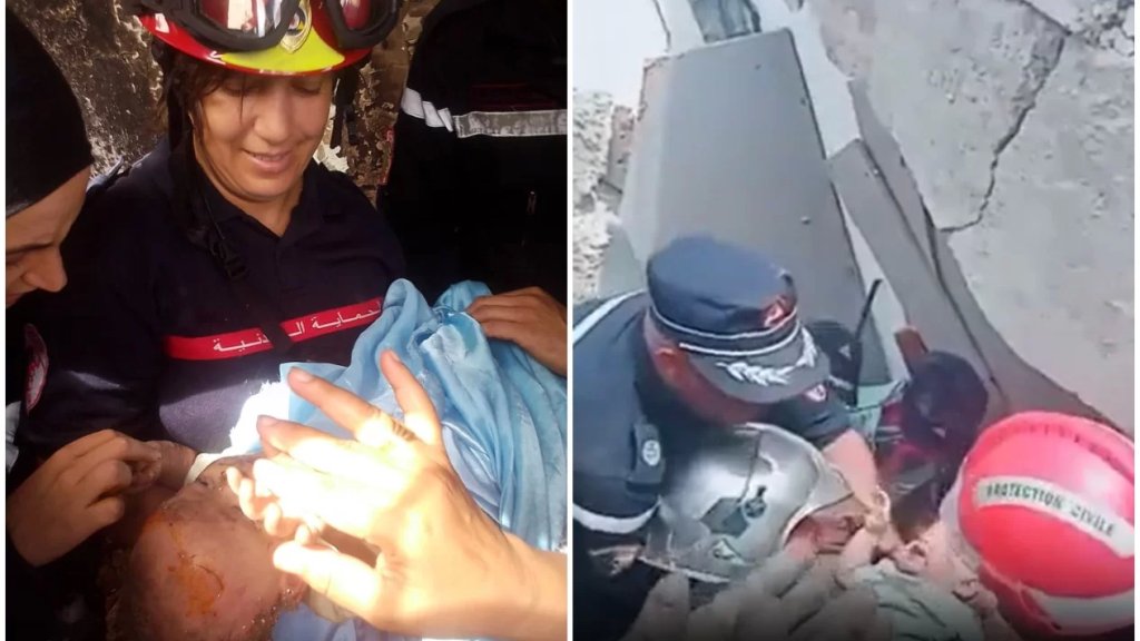 بالفيديو/ لحظة إنقاذ رضيعة تبلغ من العمر 9 أشهر بقيت 4 ساعات تحت أنقاض عمارة في الجزائر