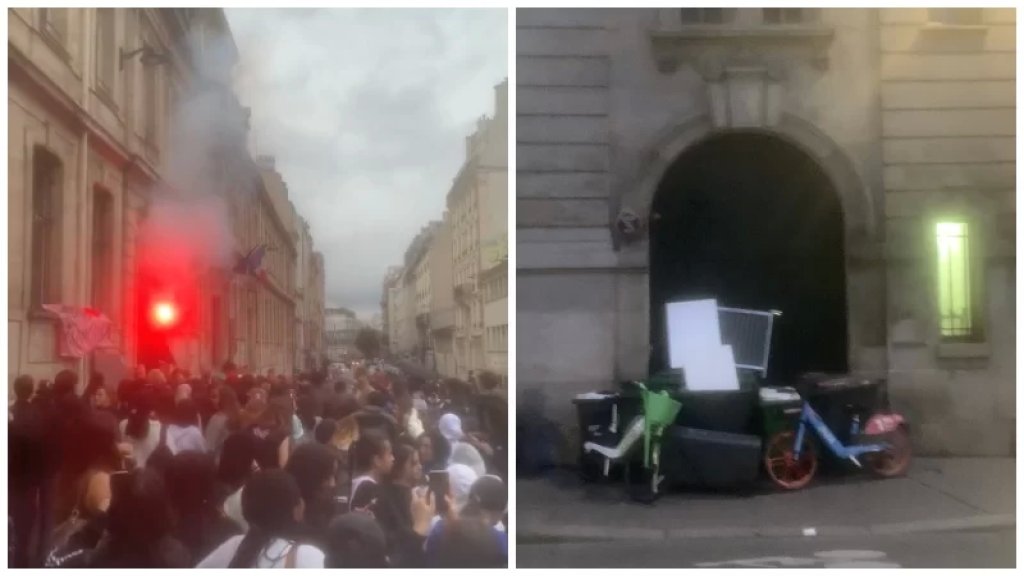 بالفيديو/ طلاب فرنسيون يغلقون أبواب مدرستهم وينفذون احتجاجات بعد أن عاقبت الإدارة طالبة لارتدائها العباءة!