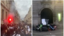 بالفيديو/ طلاب فرنسيون يغلقون أبواب مدرستهم وينفذون احتجاجات بعد أن عاقبت الإدارة طالبة لارتدائها العباءة!