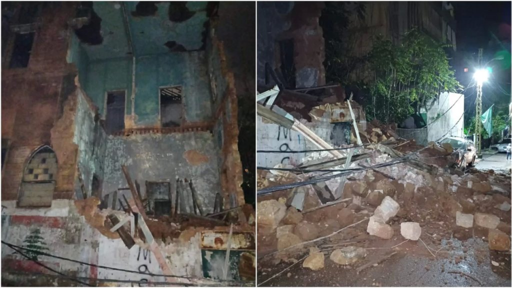 بالصور والفيديو/ انهيار مبنى مهجور في زقاق البلاط ليل أمس