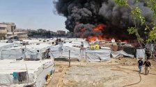 بالفيديو/ حريق كبير داخل مخيم للنازحين السوريين في زحلة