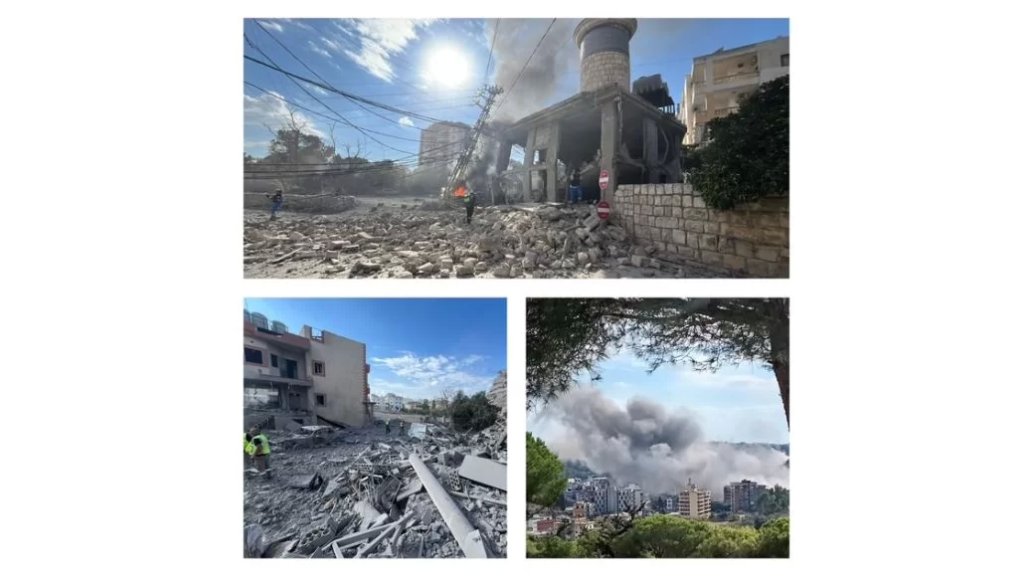 عدوان جوي على النبطية وتدميرمسجد حي البياض الاثري ومبنيين في كفررمان وعلى طريق النبطية -نادي الشقيف