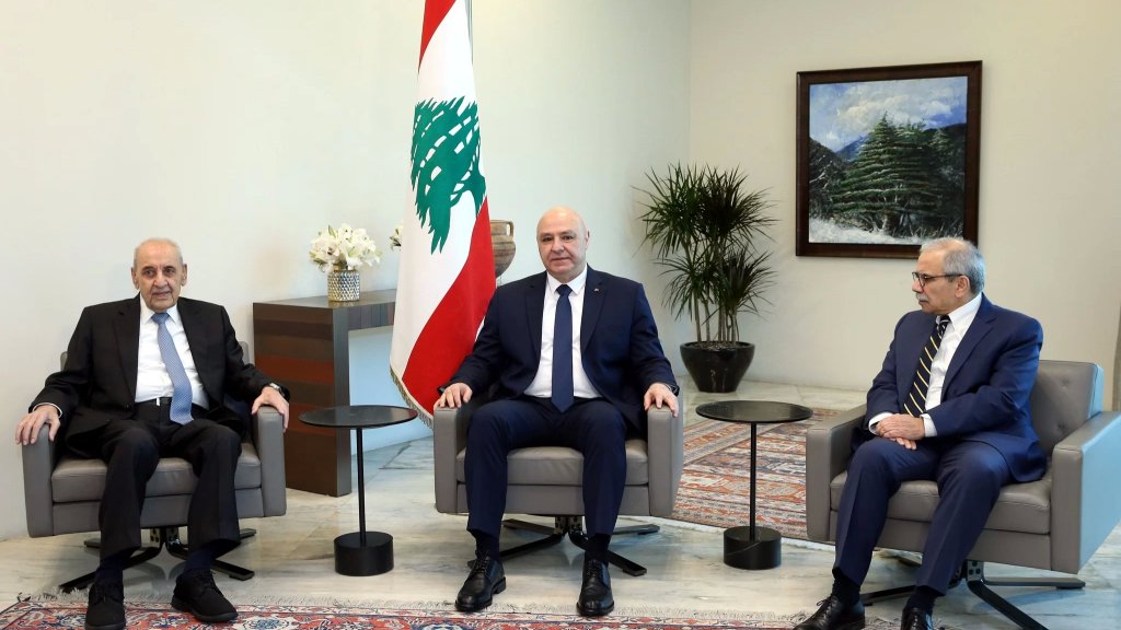 بيان إجتماع الرؤساء الثلاثة في بعبدا:  لبنان سيتوجه الى مجلس الامن لالزام "اسرائيل" بالانسحاب الفوري ونؤكد حق لبنان في اعتماد كل الوسائل لتحقيق الانسحاب 