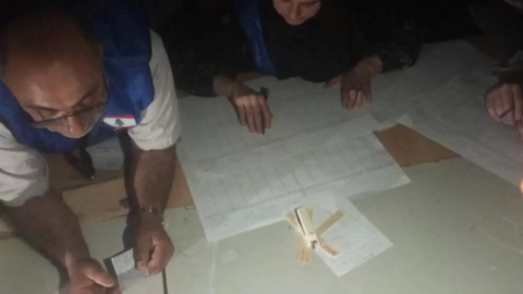 في مدرسة الزاهرية &ndash; طرابلس: فرز الأصوات على ضوء الهاتف بعد انقطاع الكهرباء !