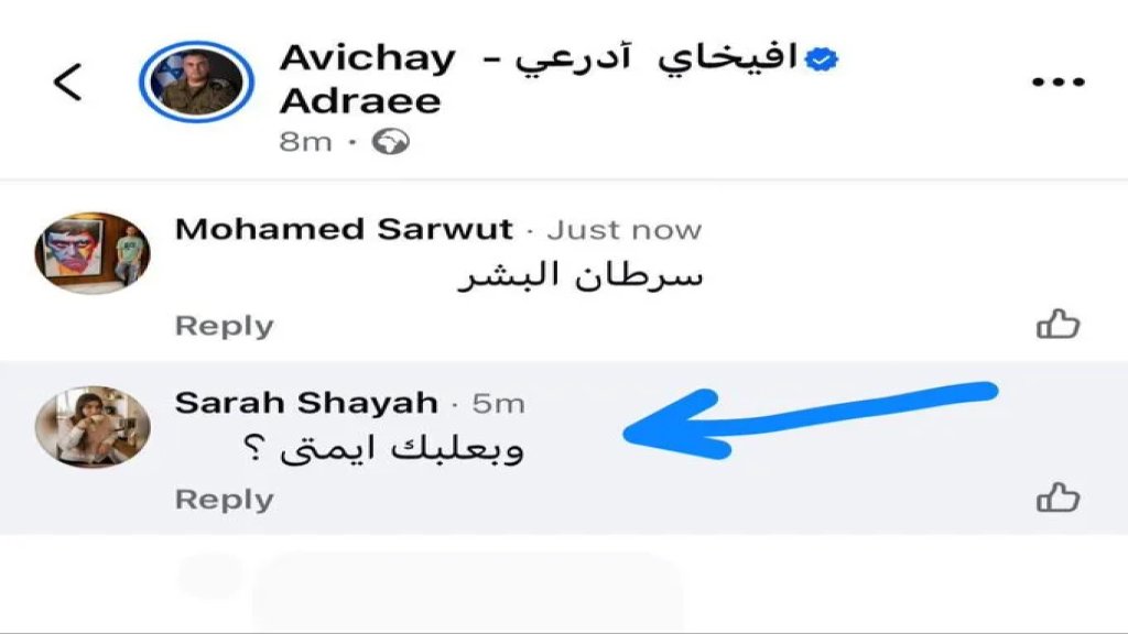 فصل موظفة لبنانية من عملها بعد تعليق على منشور لأدرعي: &quot;بعلبك إيمتى؟&quot;