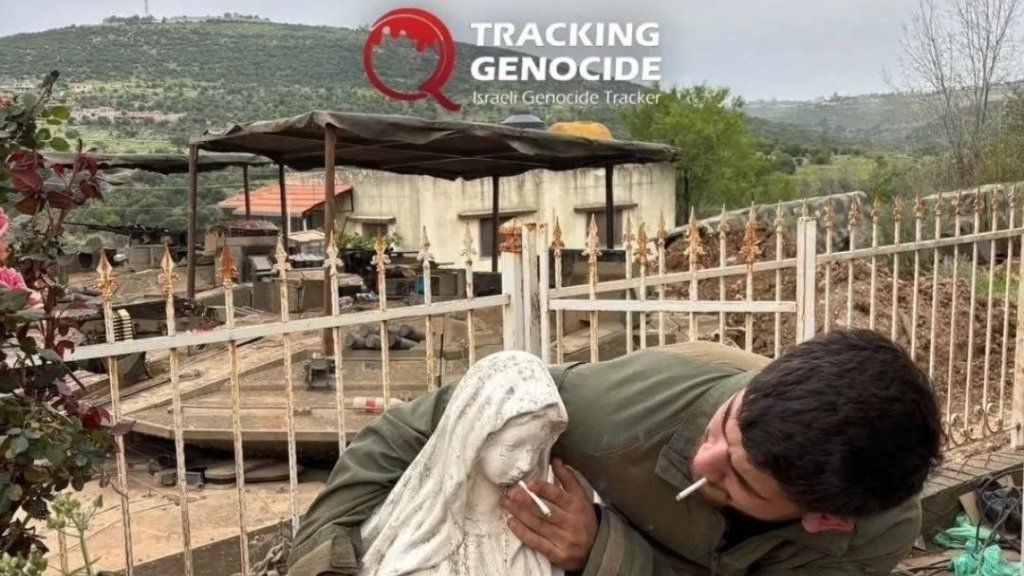 إساءة "إسرائيلية" جديدة للمقدسات الدينية في جنوب لبنان: جندي إسرائيلي يعبث بتمثال السيدة مريم العذراء!